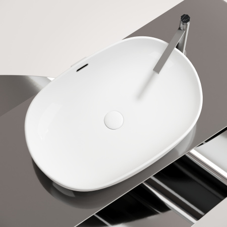 Раковина из сантехнического фарфора Ceramica Nova ELEMENT CN6064 61х42 накладная цвет белый без отверстий под смеситель