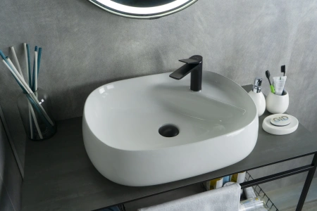 Раковина керамическая Gid Lago 51185 60х50 накладная цвет белый 1 отверстие под смеситель