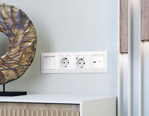 Комплект механизма розетки 2USB A+C 20W (быстрая зарядка) Ambrella Volt Alfa (Алфа) MA111010 - фото 2