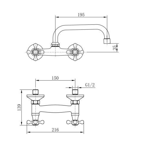 Смеситель для кухни Fashun A4708 настенный хром - фото 3