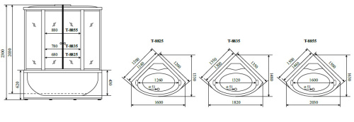 Душевой бокс Timo Comfort T-8855F 150х150 четверть круга с крышей - фото 2