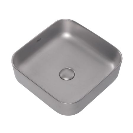 Раковина из сантехнического фаянса Abber RECHTECK AC2211MS 40х40 накладная цвет хром без отверстий под смеситель