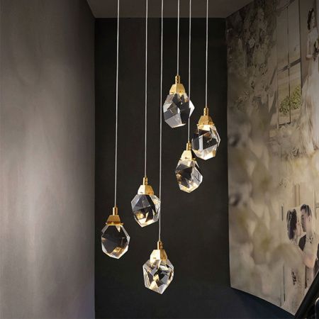 Светильник подвесной Delight Collection Crystal rock II (Црыстал роцк ИИ) 9701P/6R brass