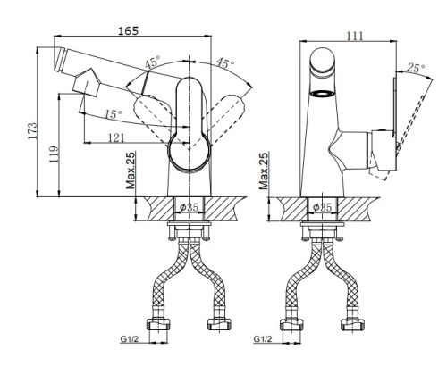 Смеситель Rush Tenerife TE2835-12 на раковину хром - фото 2