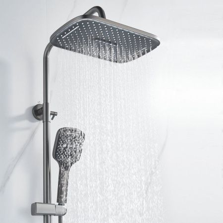 Душевая стойка Shevanik S4136T настенная цвет оружейная сталь
