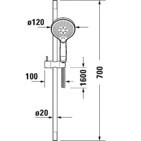 Душевой гарнитур Duravit Wave UV0680004010 настенный хром