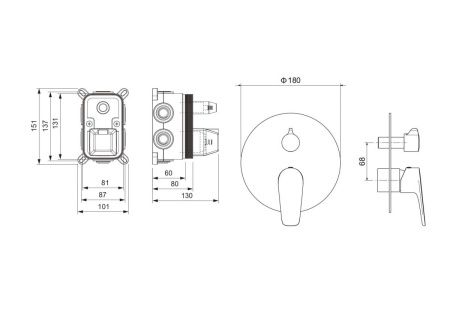 Смеситель для душа Aquatek БЕТТА AQ1147CR встраиваемый в стену хром