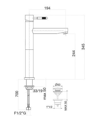 Смеситель Webert RI831402015 на раковину хром