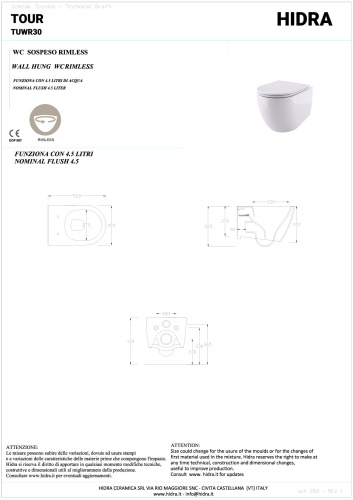 Унитаз подвесной Hidra Tour TUWR30SET/001 цвет белый глянцевый с сиденьем микролифт безободковый - фото 2