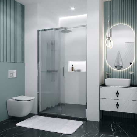 Душевая дверь Grossman Style 100.K33.05.130.10.02 130х195 стекло текстурное профиль хром