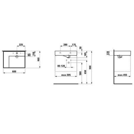 Раковина керамическая Laufen Kartell 8.1033.5.000.112.1 60 см накладная цвет белый без отверстий под смеситель