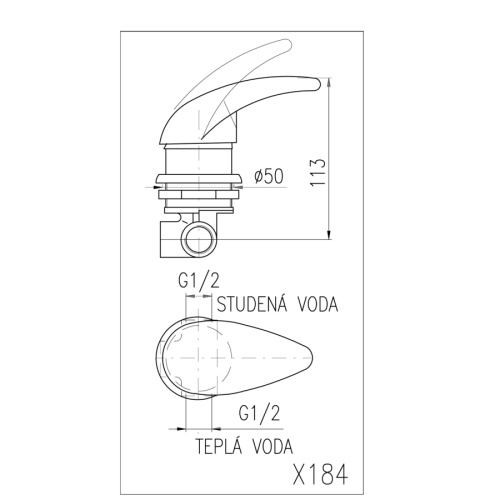 Смеситель для душа RavSlezak X184 встраиваемый в стену хром - фото 2