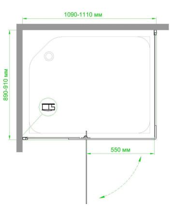 Душевой уголок Royal Bath HPVD RB9110HPVD-C-BL 110х90 стекло матовое профиль черный без поддона