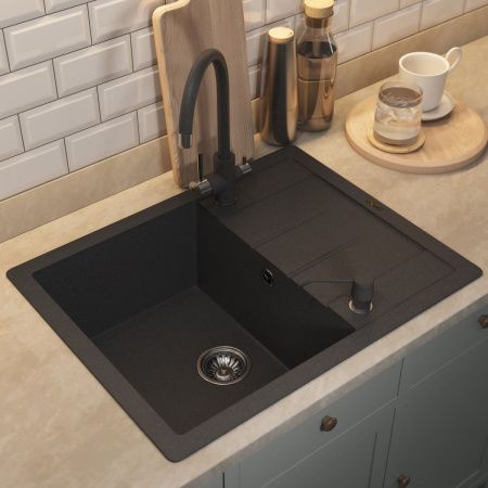 Кухонная мойка Uperwood Quartz Premium UPD-03 3910202111 65х50 цвет черный поверхность матовая