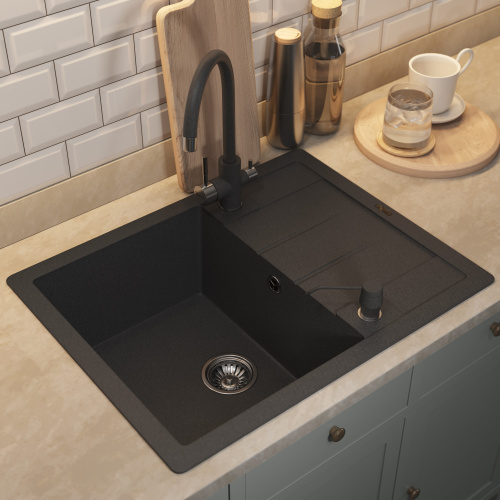 Кухонная мойка Uperwood Quartz Premium UPD-03 3910202111 65x51 цвет черный матовый - фото 3
