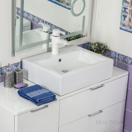 Раковина из сантехнического фарфора Melana 7005A-805 60х50 накладная цвет белый 1 отверстие под смеситель