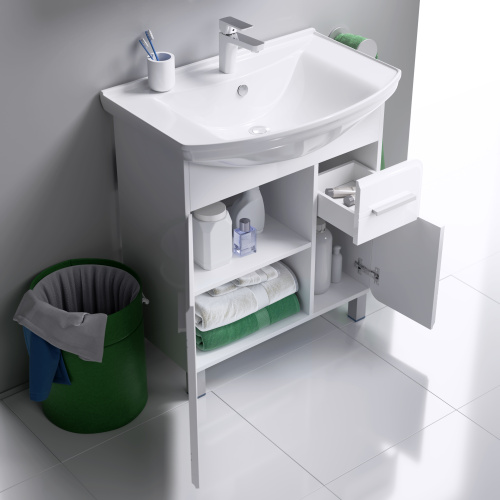 Тумба под раковину Aqwella Y KOR0107 70х35х80 напольная цвет белый - фото 3