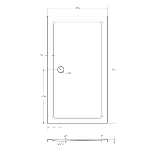 Душевой поддон Cezares TRAY-M-AH-160/90-35-W 160х90 стеклопластик белый - фото 2