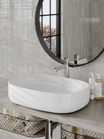 Раковина из сантехнического фарфора Orange B04-600W 60х40 накладная цвет белый