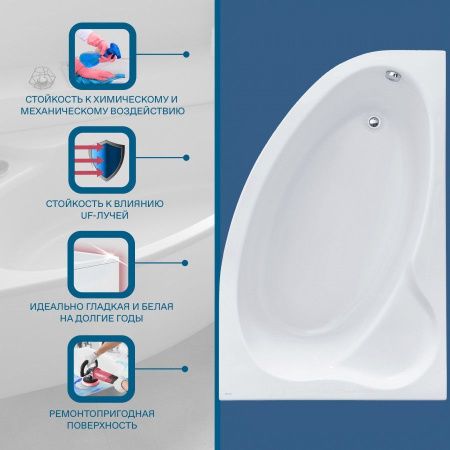 Ванна акриловая Santek Эдера 1WH111994 170х110 пристенная асимметричная без каркаса