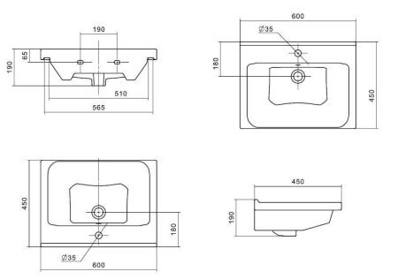 Раковина керамическая Onika Миранда 1WH302421 60х50 накладная цвет белый 1 отверстие под смеситель