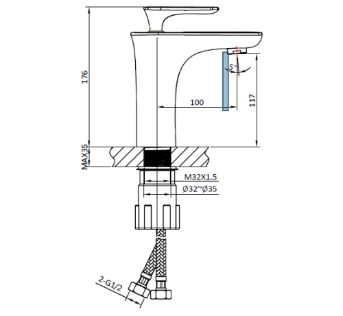Смеситель для раковины AltroBagno Aperto AltroBagnoAperto0123NeOr на раковину черный/золото - фото 3