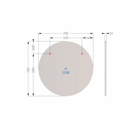Зеркало с подсветкой Alavann Rondo ALV0113003 70х70 подвесное
