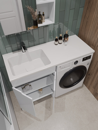 Раковина из искусственного камня Orange Sistema ST-120RAL 120х48 над стиральной машиной цвет белый