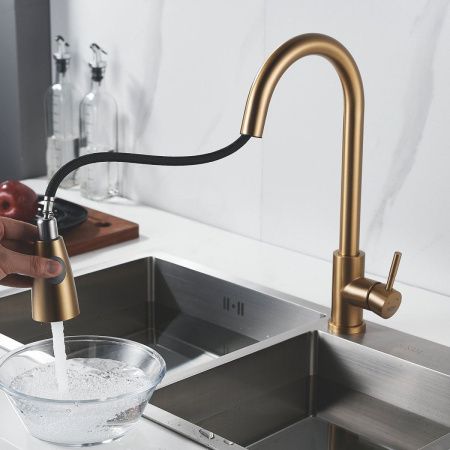 Смеситель для кухни Raffine F213G на мойку золото