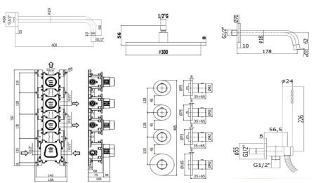Душевая система Paffoni Modular Box KITMB019HGSP045KING встраиваемая в стену