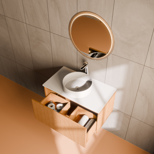 Тумба с раковиной ArtDecco Elizabeth (Элизабет) AEL08W11S300 80x45x40 подвесная цвет белый дуб - фото 3