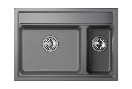 Кухонная мойка Granula Kitchen Space 7302, АЛЮМИНИУМ 75х50 цвет серый поверхность матовая