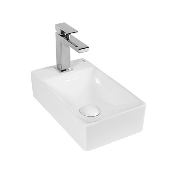 Раковина из сантехнического фарфора Bond Cube S12-380L 38х22 накладная цвет белый глянцевый 1 отверстие под смеситель