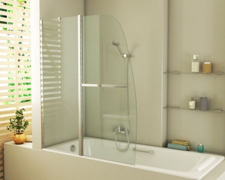 Душевая шторка на ванну Grossman GR-100/2 120х140 стекло прозрачное профиль хром ориентация универсальная