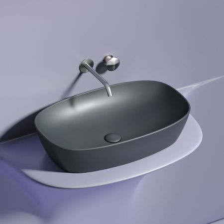 Раковина из сантехнического фарфора Ceramica Nova ELEMENT CN6049MDH 60х40 накладная цвет черный без отверстий под смеситель