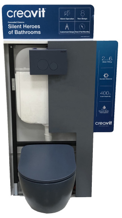 Чаша унитаза подвесная Creavit Free FE320-00BM00E-0000 цвет серый матовый без сиденья душевой смыв