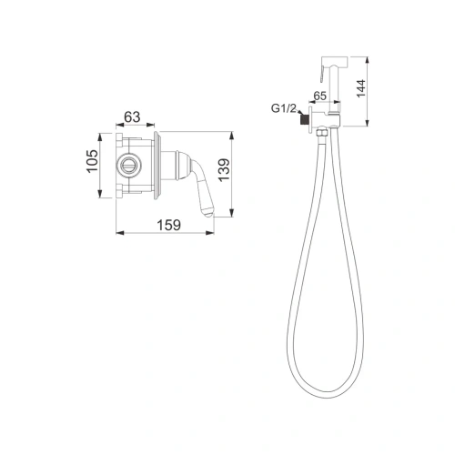 Гигиенический душ со смесителем Rose R0205Q бронза - фото 3