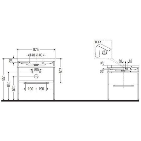 Консоль с раковиной Duravit Happy D.2 Plus HP4838O2222 100х50 напольная цвет хром