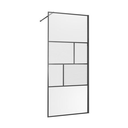 Душевая перегородка Vincea Walk in HC Art VSW-1HC900CFGM 90х200 стекло прозрачное/рифленое профиль вороненая сталь