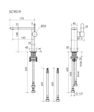 Смеситель Sancos Linn SC9019GG на раковину вороненая сталь
