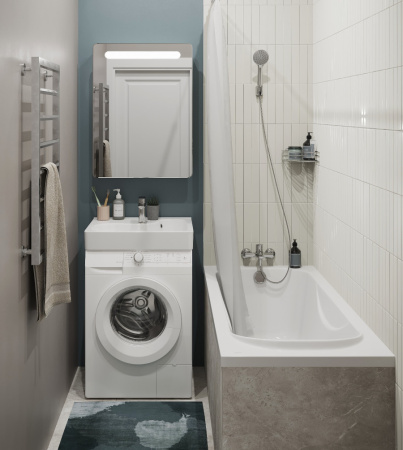 Раковина из сантехнического фарфора Santek Клио 1WH501770 52х60 над стиральной машиной цвет белый 1 отверстие под смеситель