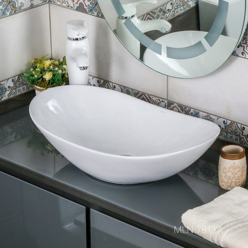 Раковина из сантехнического фарфора Melana 320354-805 60х37 накладная цвет белый без отверстий под смеситель - фото 2