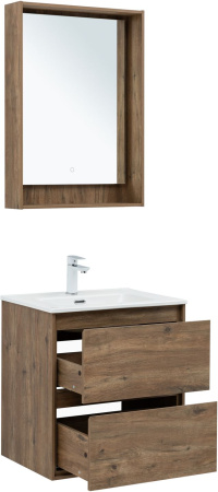 Тумба под раковину Aquanet Милан 00336377 60х45х64 подвесная цвет темное дерево