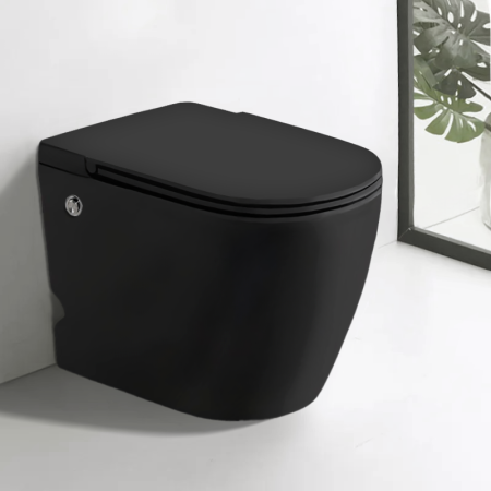 Унитаз приставной Cerutti SPA CT10199 черный с сиденьем микролифт безободковый импульсный смыв