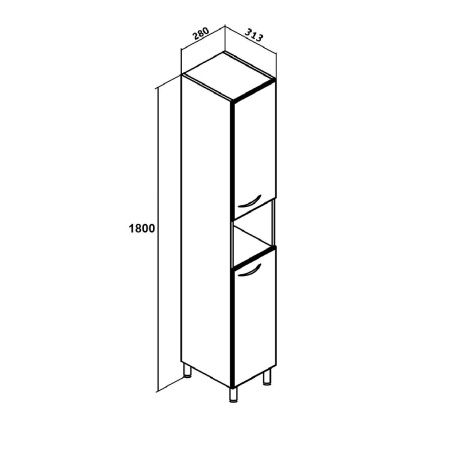 Шкаф-пенал RUNO ЭКОНОМ 00000000618 28х31х181 напольный цвет белый