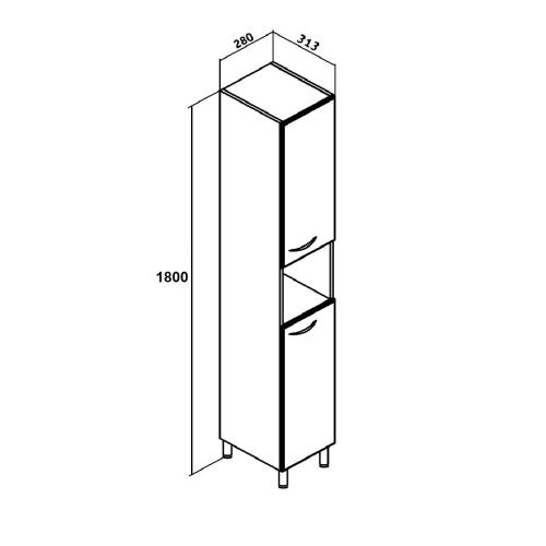 Шкаф-пенал RUNO ЭКОНОМ 00000000618 28х31х181 напольный цвет белый - фото 3