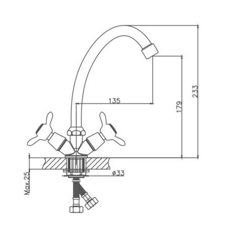 Смеситель для кухни Cron CN4012-2 на мойку хром