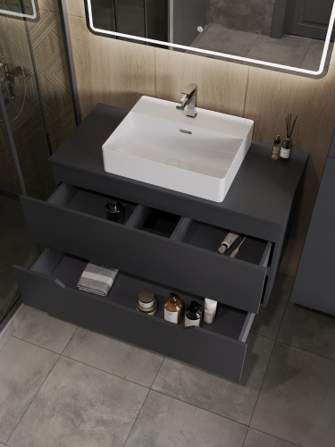 Тумба с раковиной Orange Line Li-100TugMDF+B04-500W 101х46х66 - фото 4