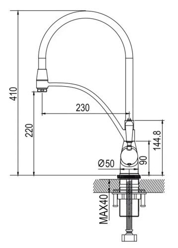 Смеситель для кухни Rose R153Q на мойку бронза - фото 3