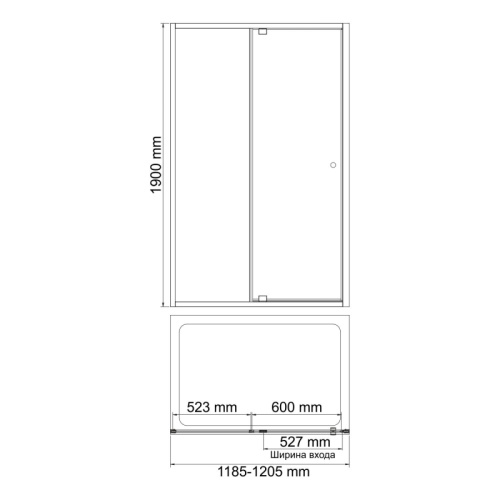 Душевая дверь WasserKRAFT Aula 11P 11P05 120x190 стекло прозрачное 6 мм - фото 3
